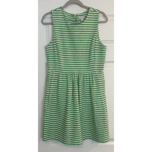 J.CREW Dresses & Skirts - J.Crew Daybreak Dress Sz MED Kelly Green Stripe Pockets Spring Sundress Heavy